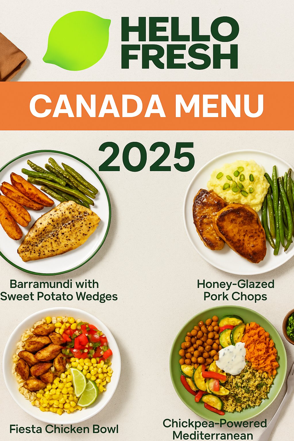 HelloFresh Canada menu showcasing fresh weekly meal options, colorful ingredients, and 2025 recipe highlights