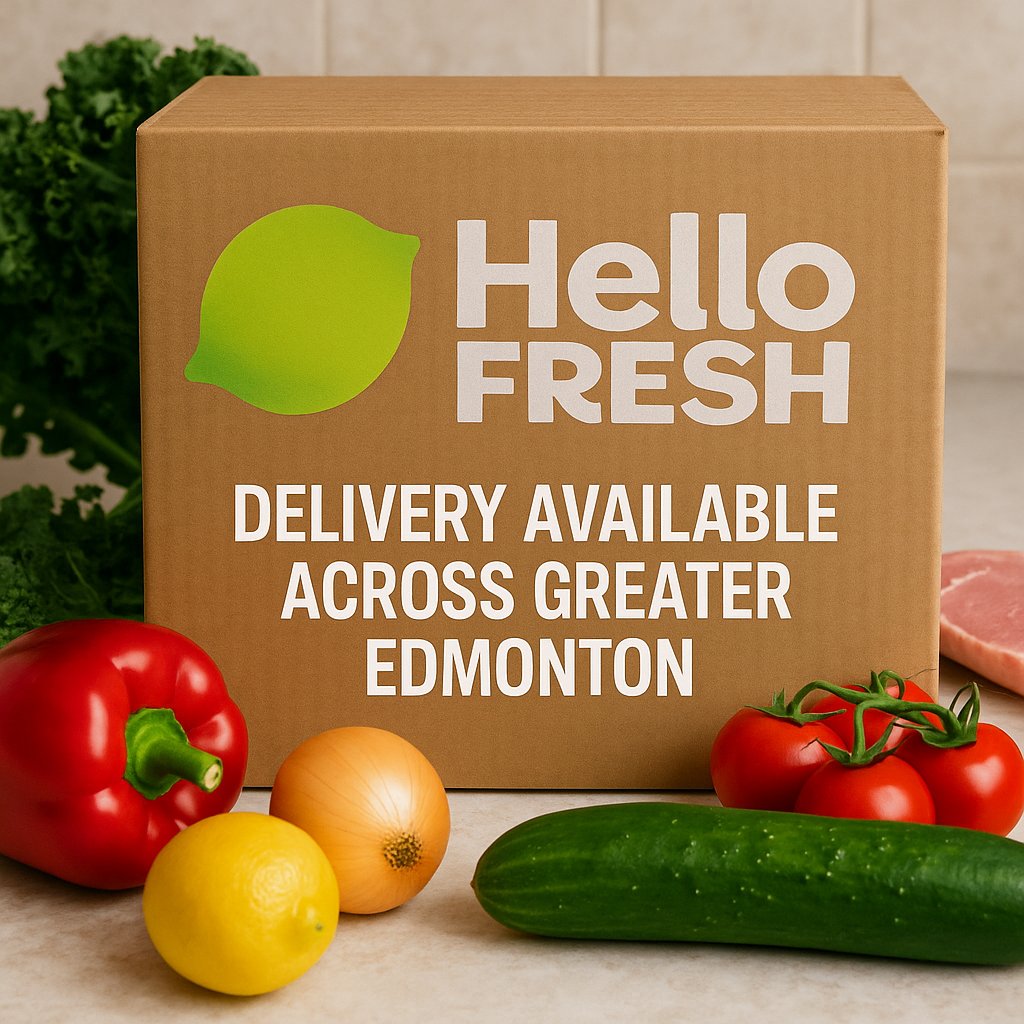 hellofresh edmonton delivery areas main image for page showing ingredients and delivery box